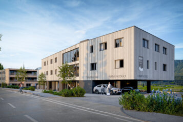 Das Dorf Domizil Kirchbichl bietet fünf moderne Gewerbeflächen in der Größe von ca. 50 bis 270 m².