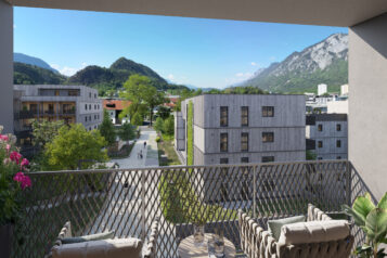 Jeder der sieben Baukörper wurde von einem anderen Mitglied des RIEDERBAU-Architektenteams entworfen. So entsteht ein harmonisches Gesamtbild mit vielfältigen architektonischen Akzenten.