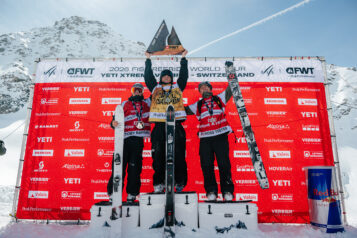 Die besten drei der FWT 26 in der Kategorie Ski Herren: Ben Richards (NZL), Toby Rafford (USA) und Ross Tester (USA)