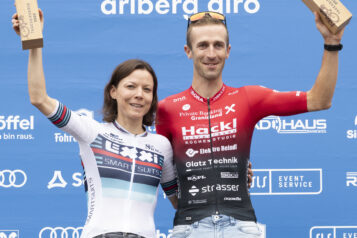 Strahlende Sieger:innen: Melanie Geiger und Rene Pammer triumphierten beim 14. Arlberg Giro.